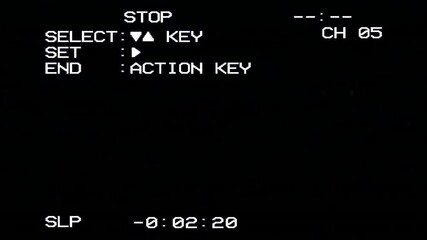 Analog VHS Settings Menu Screen Seamless 4K Video Background Overlay Effect Loop