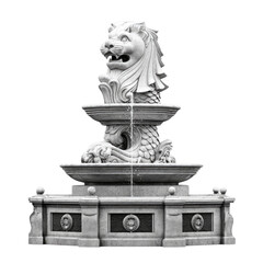 Elegant Stone Lion Fountain with Water Feature
