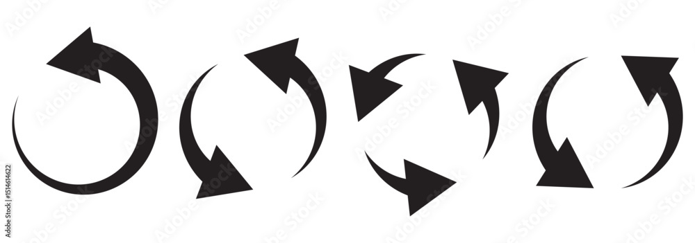 Poster circle arrow icon set. symbol of reload, refresh, loading, recycle and repeat. interconnecting round