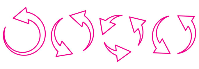 Circle arrow icon set. Symbol of reload, refresh, loading, recycle and repeat. Interconnecting round arrow vector icons set. Work in progress sign. One, two, three, four arrow in the loop.