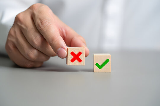 Decision Making Process with Tick and Cross Symbols