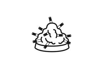 ashtray full of cigarette butts icon line