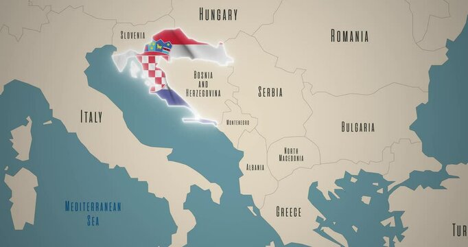 An animated map of former Yugoslavia and the separation of Croatia from it.