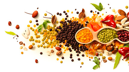 spices and herbs on a white background