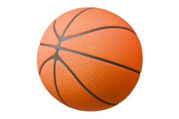 3d Close-up of a textured orange basketball with black lines on a orange background. Minimal Cartoon basketball ball icon. sport game for healthy lifestyle concept. 3d render illustration.