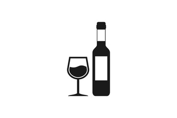glass of wine and bottle of wine icon