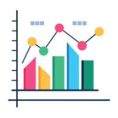 Colorful illustrated chart and graph showing business growth and statistical data representation