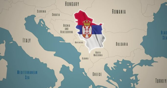 An animated map of former Yugoslavia and Serbia's separation from it.