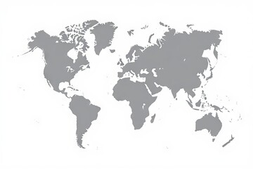 Naklejka premium A simple and clean silhouette world map representing global connections and geography, world map, map, globe, earth, planet, world, continents, countries, geography, atlas, cartography, illustration, 