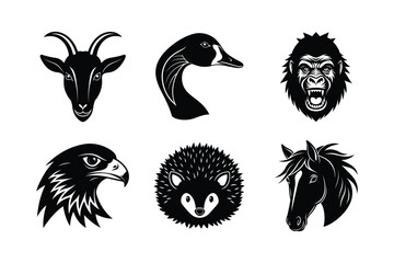  set of animal silhouette vector