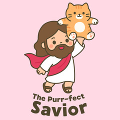 Jesus with Cat as the Purrfect Savior