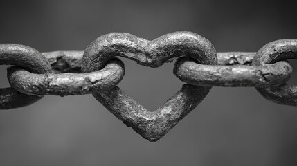 A heart wrapped around a rustic chain.