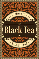 Black Tea - ornate vintage decorative label
