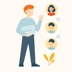 Flat Style Simple Businessman Choosing Employee Candidate Illustration Graphic