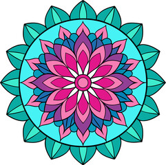 Floral spiritual mandala in layered ornamental symmetry and peaceful sacred tones for calming focus