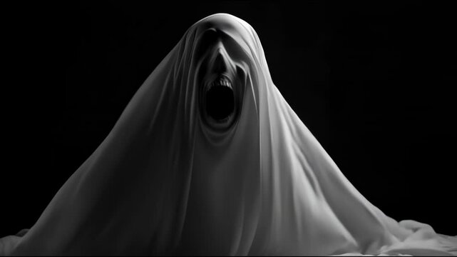 ghost evil figure screaming angry, halloween horror spooky spectral apparition scary ethereal entity haunted motion video