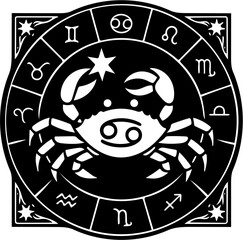 cancer zodiac logo silhouette vector illustration