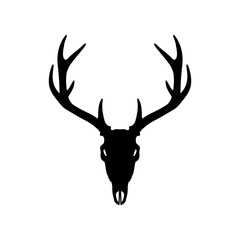 Elk skull silhouette vector flat illustration design.