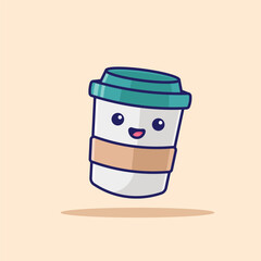 Simple Instant Coffee in a Paper Cup cartoon vector illustration Collection of Drink concept icon isolated