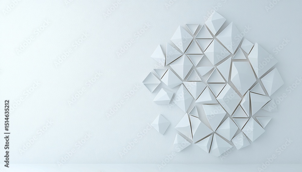 Poster white triangle geometric pattern on soft textured background