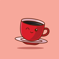 Simple A Cup of Classic Hot Coffee cartoon vector illustration Collection of Drink concept icon isolated