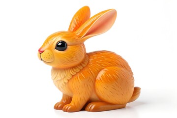 Fototapeta premium Adorable Orange Rabbit Figurine, Cute Bunny Statue