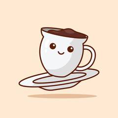 Simple One Full Cup of Fresh Coffee cartoon vector illustration Collection of Drink concept icon isolated