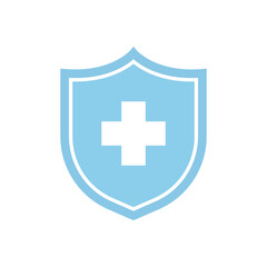 medical shield icon with cross symbol vector design template