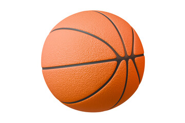 Fototapeta premium 3d Close-up of a textured orange basketball with black lines on a orange background. Minimal Cartoon basketball ball icon. sport game for healthy lifestyle concept. 3d render illustration.