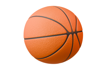 3d Close-up of a textured orange basketball with black lines on a orange background. Minimal Cartoon basketball ball icon. sport game for healthy lifestyle concept. 3d render illustration.