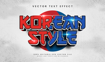 3d Korean style, editable vector text effect. Asian concept, suitable for celebrating korean event theme.