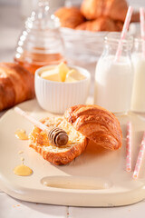 Homemade and hot french croissants in the morning.