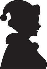 Silhouette of Pregnant Woman Wearing Santa Hat