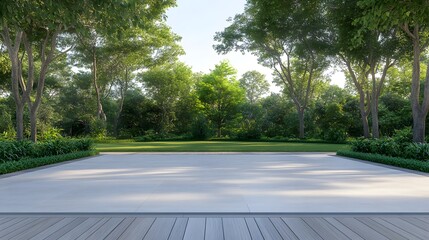 Serene Garden Patio Landscape Design with Lush Greenery