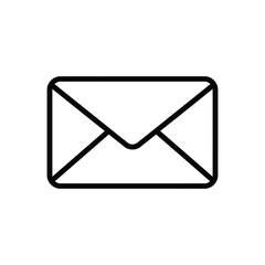 Simple Black and White Outline Icon of an Envelope for Email or Postal Mail Communication