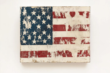 Obraz premium Isolated American flag on a white background, representing the USA national symbol of patriotism with stars and stripes
