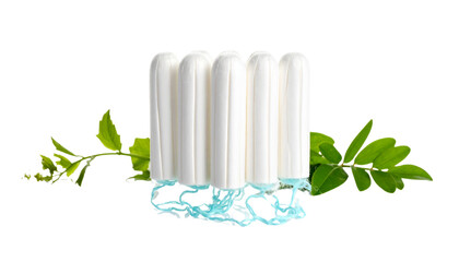 The concept of feminine hygiene, tampons isolated on solid white background  