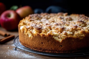 Apfelkuchen Hausgemacht Zimt Streuselkuchen Herbstgebäck Obstkuchen Backrezept Apfelstück Kuchenfoto Nahaufnahme Traditionell Gebacken Kaffeekuchen Rustikaler Kuchen Foodfotografie Leckerei