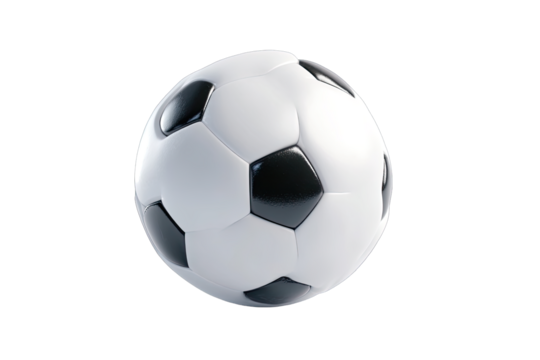Soccer ball, black and white panels, 3D render