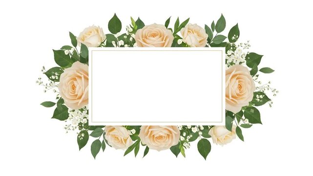 Peach rose floral border frame