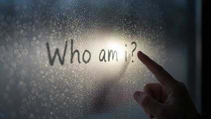 Depth Psychology - Close-up of a foggy glass window featuring a word-like texture, evoking a sense of mystery and introspection.