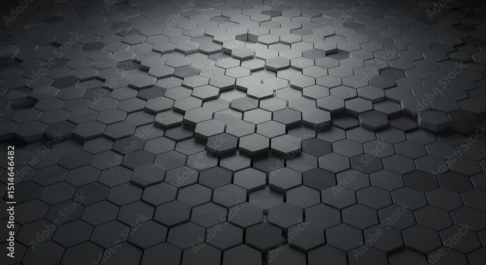 Poster abstract hexagon pattern dark grey 3d render background texture digital art
