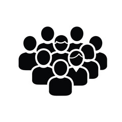 Simple Black Icon of a Group of People Representing Teamwork Collaboration Community