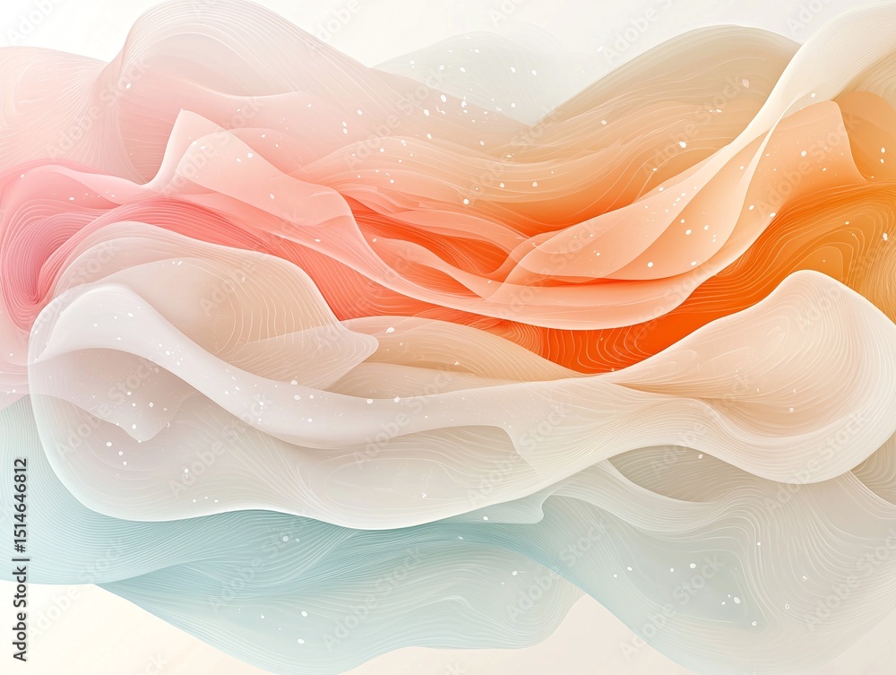 Poster abstract pastel wave background with flowing lines and circles