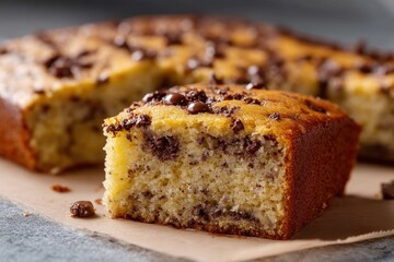 Bananenkuchen mit Schokolade Bananenkuchen Rezept Saftiger Bananenkuchen Kuchen mit Banane und Schokolade Bananenbrot Schokokuchen R&uuml;hrkuchen einfach Kuchenst&uuml;ck Schokobanane Dessert Backen