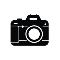 Black and White DSLR Camera Icon Digital Photography Equipment Graphic