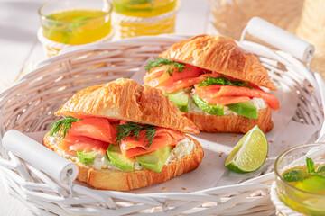 Healthy and homemade french croissant made of puff pastry.