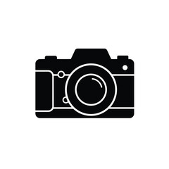 Simple Black Silhouette Icon of a Modern Digital Camera
