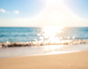 Blurry beach scene at sunrise