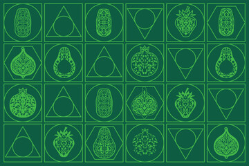 pattern fruit and arabic ornament 